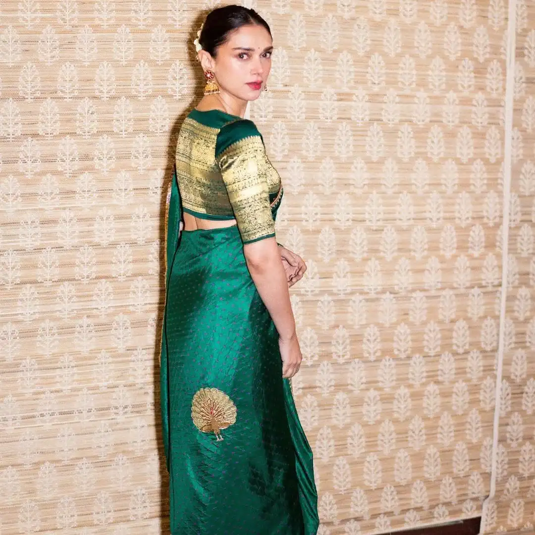 Bollywood Actress Aditi Rao Hydari Stills in Green Saree